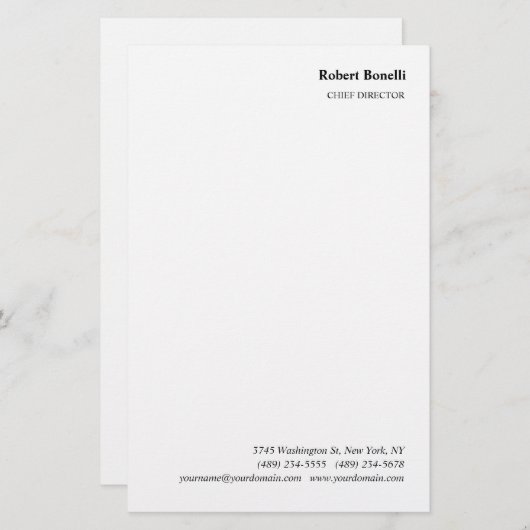 Minimalistische Eenvoudige Witte Moderne Briefpapier (Voorkant / Achterkant)