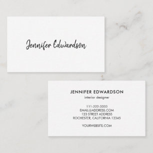 Minimalistische eenvoudige witte professionele han visitekaartje