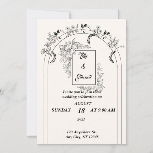 Minimalistische Eenvoudige Zwart en Gebroken Witte Kaart (Voorkant)