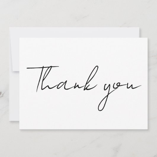 Minimalistische eenvoudige zwart-wit boodschap bru bedankkaart (Voorkant)