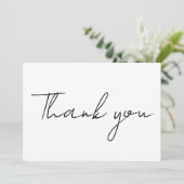 Minimalistische eenvoudige zwart-wit boodschap bru bedankkaart (Staand voorkant)