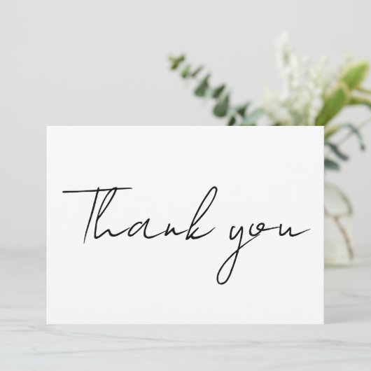 Minimalistische eenvoudige zwart-wit boodschap bru bedankkaart (Staand voorkant)