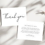 Minimalistische eenvoudige zwart-wit boodschap bru bedankkaart<br><div class="desc">Breng uw oprechte waardering over met onze Minimalist Simple Black and White Message Wedding Thank You Card. Deze elegant ontworpen kaart heeft een klassiek zwart-wit palet en biedt een verfijnde en tijdloze manier om uw gasten te bedanken voor het feit dat ze deel uitmaken van uw speciale dag. Het minimalistische...</div>