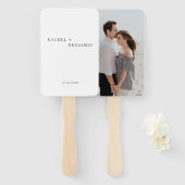 Minimalistische Eenvoudige Zwart Wit bruiloft Foto Handwaaier (Voorkant en achterkant)