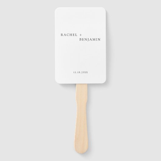 Minimalistische Eenvoudige Zwart Wit bruiloft Foto Handwaaier (Voorkant)