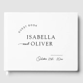 Minimalistische eenvoudige zwart-wit bruiloft gastenboek (Voorkant)