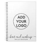 Minimalistische eenvoudige zwart wit logo haar mak notitieboek (Voorkant)