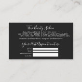Minimalistische Eenvoudige Zwart Wit Script Afspra Visitekaartje (Achterkant)