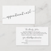Minimalistische Eenvoudige Zwart Wit Script Afspra Visitekaartje (Voorkant / Achterkant)