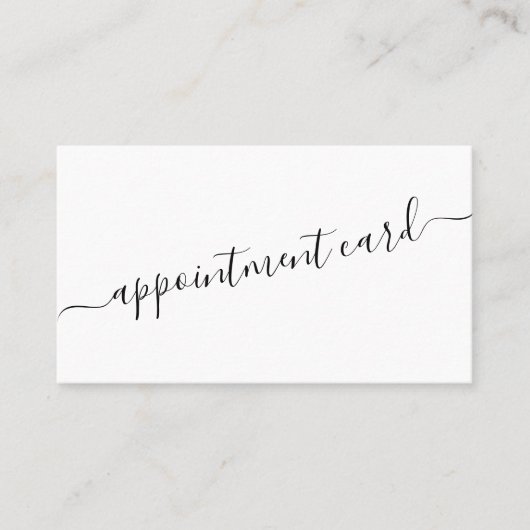 Minimalistische Eenvoudige Zwart Wit Script Afspra Visitekaartje (Voorkant)