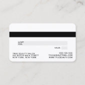 Minimalistische Eenvoudige Zwart Wit Script Gift C Visitekaartje (Achterkant)