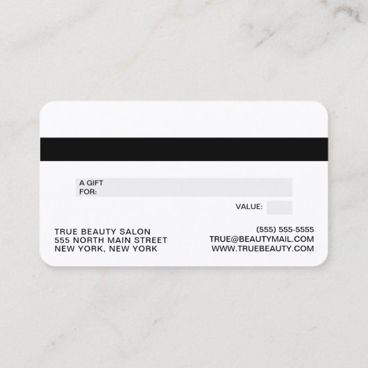 Minimalistische Eenvoudige Zwart Wit Script Gift C Visitekaartje (Achterkant)