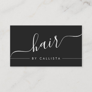 Minimalistische Eenvoudige Zwart Wit Script Hair Visitekaartje