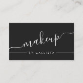 Minimalistische eenvoudige zwart-wit script make-u visitekaartje (Voorkant)