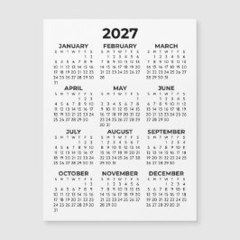 Minimalistische Eenvoudige Zwarte 2027 Magnetische