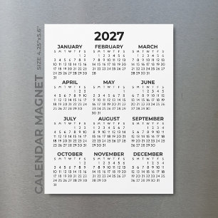 Minimalistische Eenvoudige Zwarte 2027 Magnetische