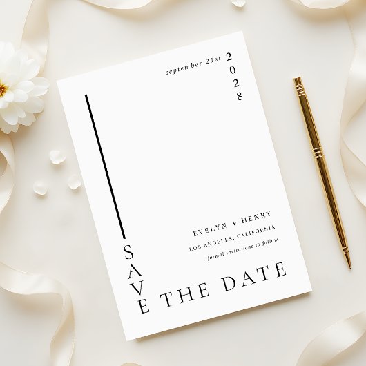 Minimalistische Eenvoudige Zwarte Lijn Moderne Tro Save The Date