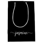 Minimalistische Eenvoudige Zwarte Monogram Meisjes Medium Cadeauzakje (Voorkant)