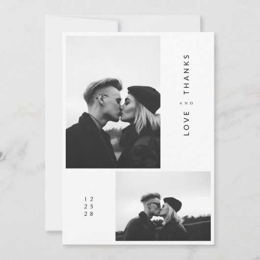 Minimalistische Eenvoudige Zwarte Typografie Fotob Bedankkaart (Voorkant)