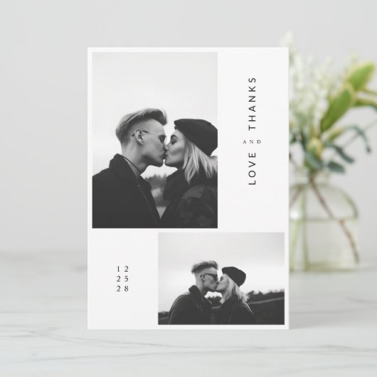 Minimalistische Eenvoudige Zwarte Typografie Fotob Bedankkaart (Staand voorkant)