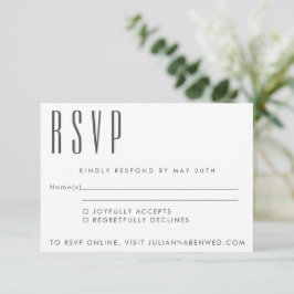 Minimalistische Eenvoudige Zwarte Witte Mid Centur RSVP Kaartje
