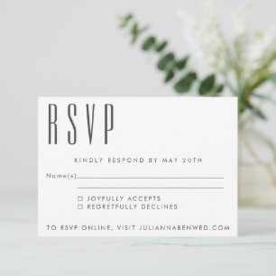 Minimalistische Eenvoudige Zwarte Witte Mid Centur RSVP Kaartje
