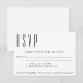 Minimalistische Eenvoudige Zwarte Witte Midden Eeu RSVP Kaartje (Voorkant / Achterkant)