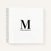 Minimalistische Eenvoudige Zwarte Witte Monogram  Notitieboek (Voorkant)