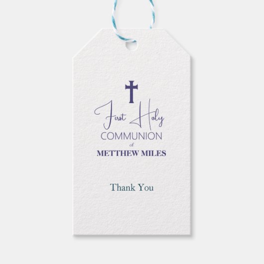 Minimalistische eerste katholieke communie cadeaulabel (Voorkant)