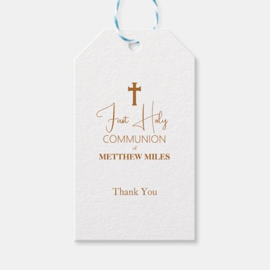 Minimalistische eerste katholieke communie cadeaulabel (Voorkant)