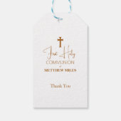 Minimalistische eerste katholieke communie cadeaulabel (Achterkant)