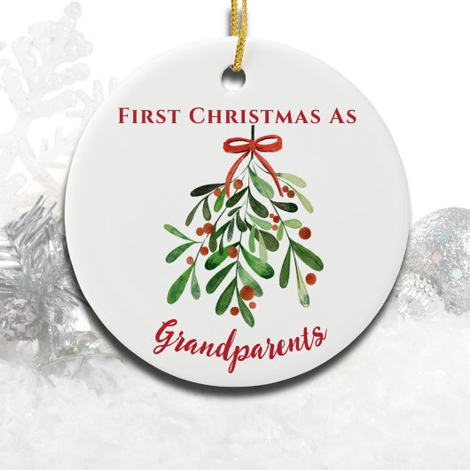 Minimalistische eerste kerst als grootouders keramisch ornament