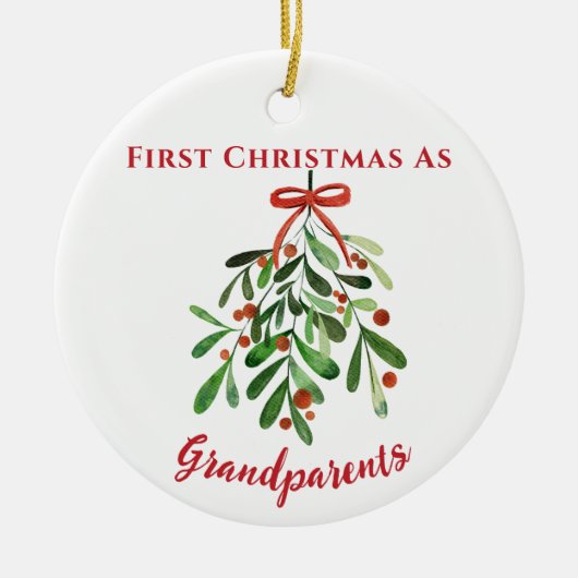 Minimalistische eerste kerst als grootouders keramisch ornament (Voorkant)