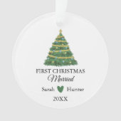 Minimalistische eerste kerst getrouwde foto Orname Ornament (voorkant)