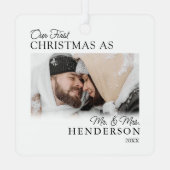 Minimalistische Eerste Kerst Mis Metalen Ornament (Achterkant)
