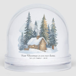 Minimalistische eerste kerst op onze nieuwe foto sneeuwbol