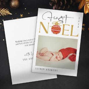Minimalistische Eerste Kerstdag Baby Foto Feestdagenkaart