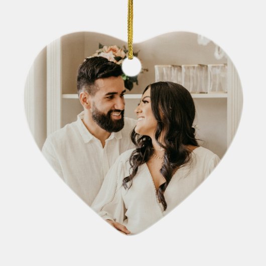 Minimalistische Eerste Kerstdag Getrouwde Namen & Keramisch Ornament (Achterkant)