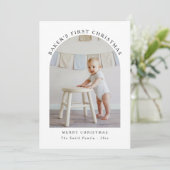 Minimalistische eerste kerstkaart met Baby-boog (Staand voorkant)