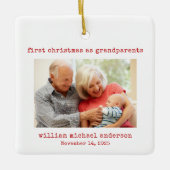 Minimalistische eerste Kerstmis als grootouders Fo Keramisch Ornament (Voorkant)