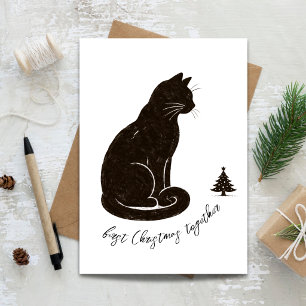 Minimalistische Eerste Kerstmis Samen Katten Kerst Kaart