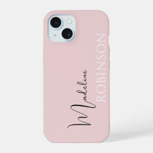 Minimalistische eerste moderne monogram roze rood iPhone 15 case