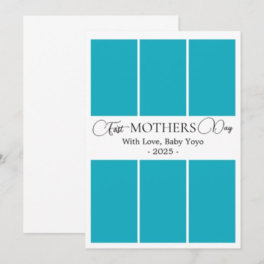 Minimalistische Eerste MoederdagFotoCollage kaart (Voorkant / Achterkant)