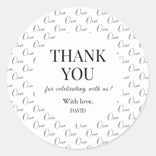 Minimalistische Eerste Verjaardag Bedankt Ronde Sticker