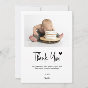 Minimalistische Eerste Verjaardag Foto Baby Feestj Bedankkaart
