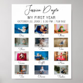 Minimalistische Eerste Verjaardagsfeestje Baby Poster (Voorkant)