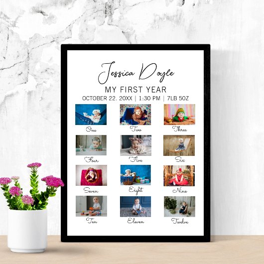 Minimalistische Eerste Verjaardagsfeestje Baby Poster