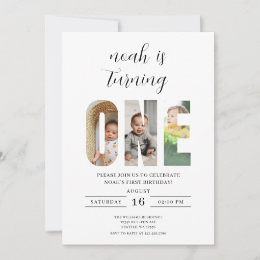 Minimalistische eerste verjaardagsfoto kaart (Voorkant)