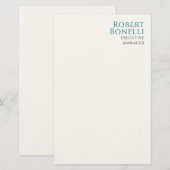 Minimalistische effen blauw & wit modern briefpapier (Voorkant / Achterkant)
