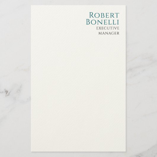 Minimalistische effen blauw & wit modern briefpapier (Voorkant)
